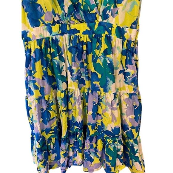 Taylor Blue Floral Printed A-Line V-Neck Dress Size Large - Picture 6 of 9